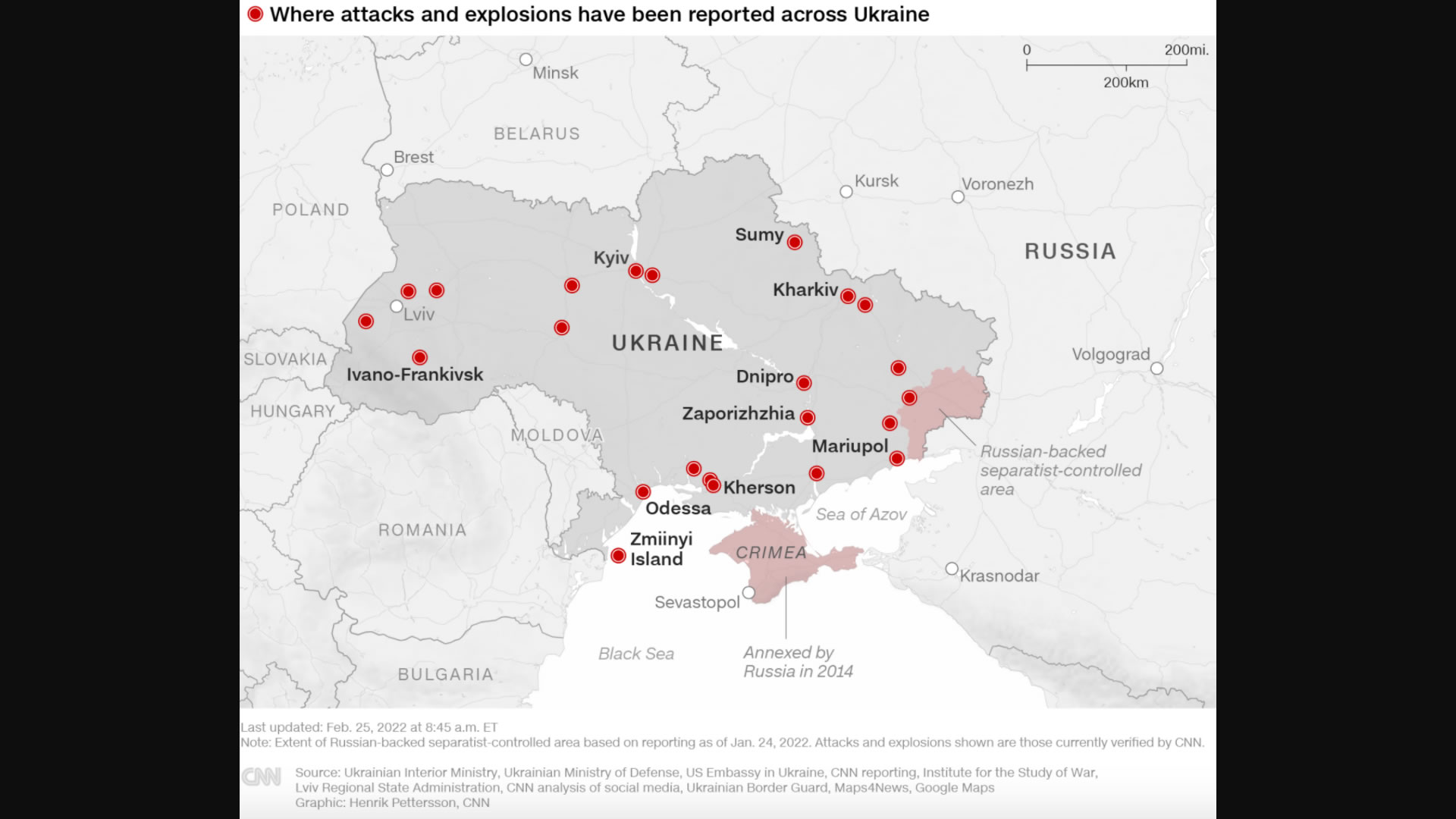 Where are Ongoing Conflicts Across Ukraine